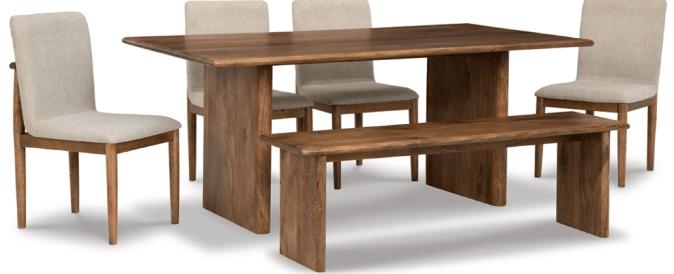 Isanti Dining Table and 4 Chairs and Bench
